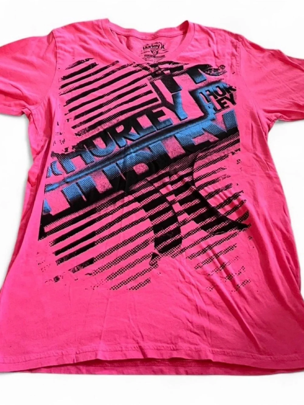 Women’s Y2K Vintage Hurley Skater Pink Graphic Shirt Size M